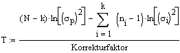 Bartlett Teststatistik